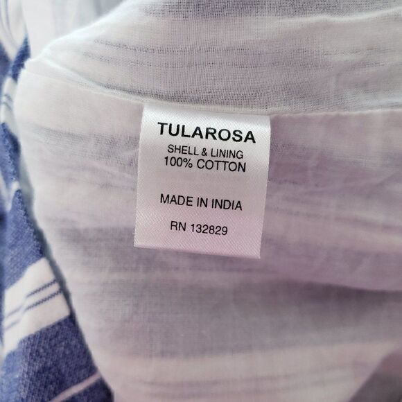 Tularosa Revolve Tunic Top Size XS Blue White Striped Tassels Beachy 100% Cotton - Picture 8 of 8